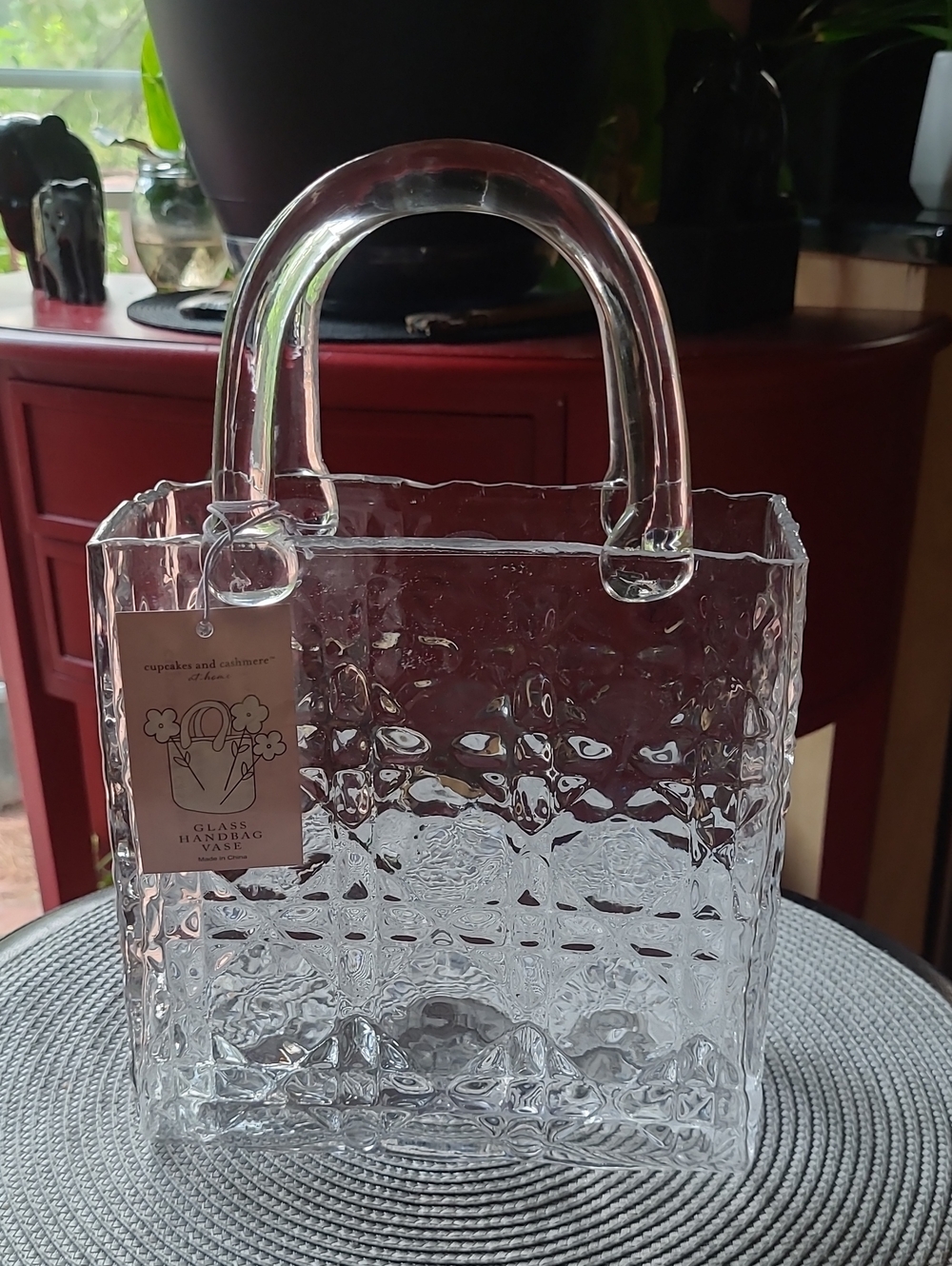 Cupcakes & Cashmere Textured Glass Handbag  Vase